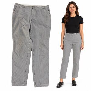 Caslon Pants Womens 14 Blue White Stripe Straight Leg Casual Preppy Trousers